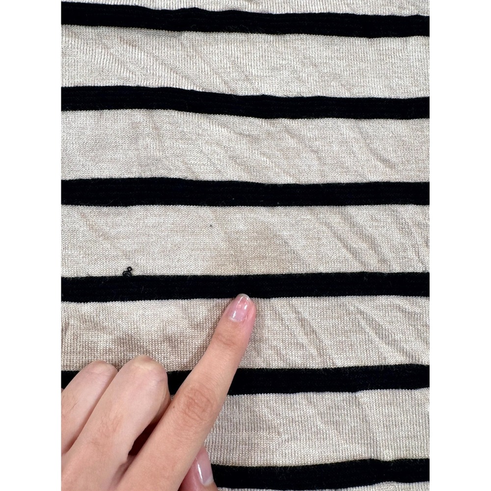 Rachel Zoe Sweater Womens Large Brown Striped Ribbed Trim Winter Warm Mock Neck - Picture 5 of 16